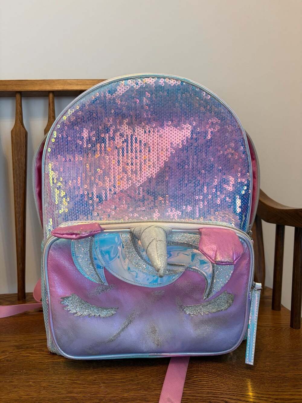 Unicorn Sequin Pink Blue Metallic Backpack School Bag